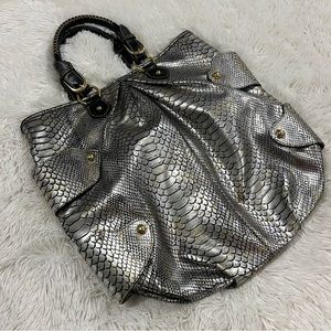 Roxx New York Snakeskin Printed Vegan Leather Shoulder Bag Purse